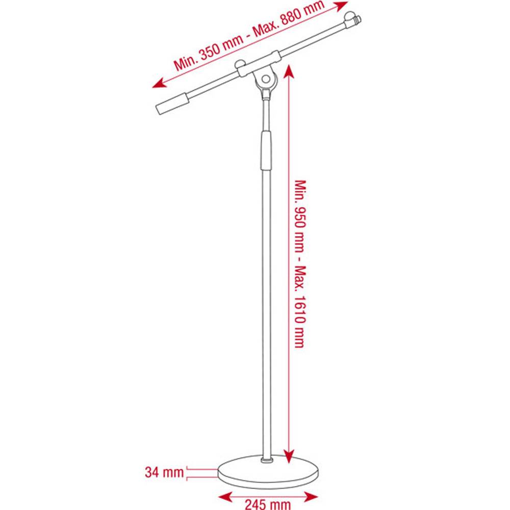 DAP MICROFOONSTATIEF CHROOM MET RONDE VOET