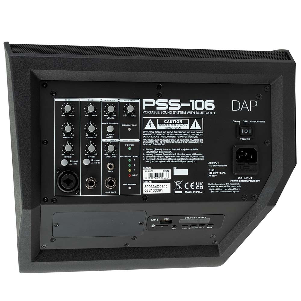 DAP PSS-106 MOBIELE GELUIDSSET OP ACCU MET BT & MP3