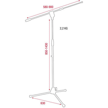 DAP VERSTELBAAR MICROFOONSTATIEF MET TELESCOPISCHE HENGEL