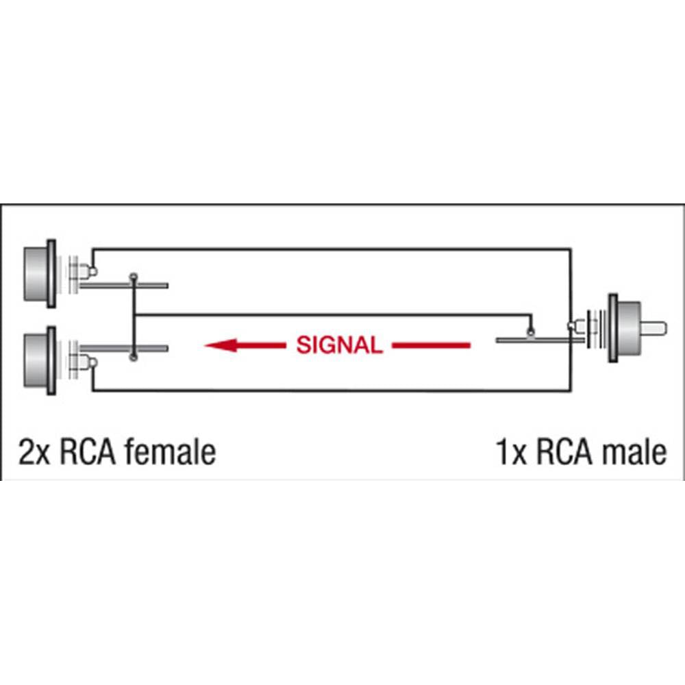 DAP XGA42 1X RCA MALE NAAR 2X RCA FEMALE ADAPTER