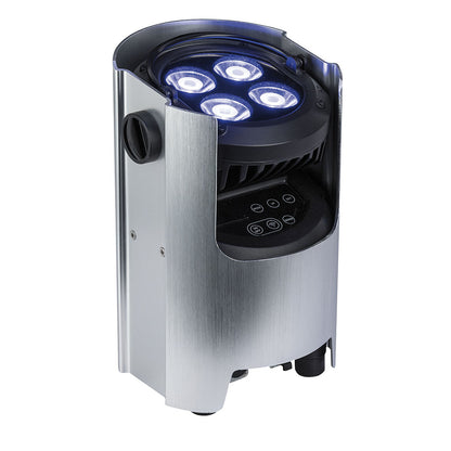 SHOWTEC EVENTSPOT 1600 Q4 RGBW LED-SPOT MET ACCU ZILVER