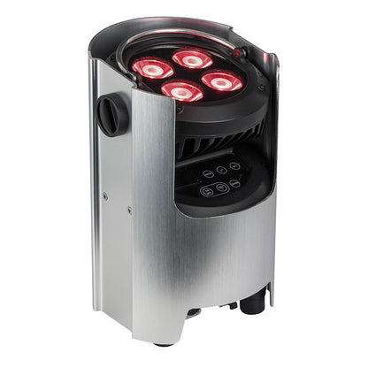 SHOWTEC EVENTSPOT 1600 Q4 RGBW LED-SPOT MET ACCU ZILVER